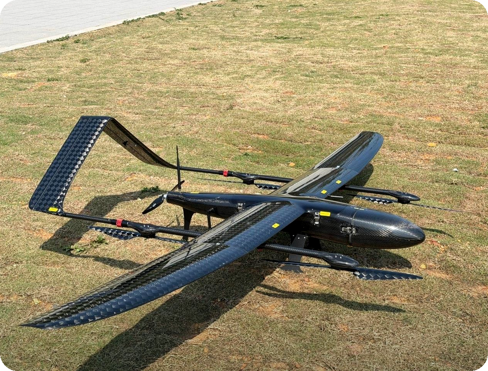 UAS 290 Patrol de UAV Works, aeronave VTOL de ala fija sobre el terreno